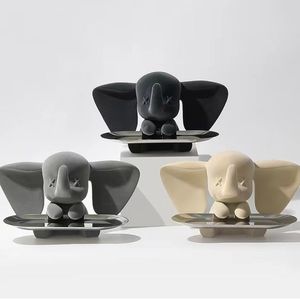Nampan Gajah Resin Bohemian untuk Tempat Kunci di Pintu Masuk, Dekorasi Kartun untuk Lemari TV dan Ruang Makan - Product Image 3