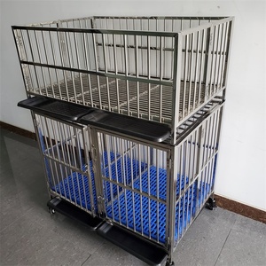 Çift katmanlı özelleştirilebilir katlanabilir kafes köpek tekerlekler ile ev gibi paslanmaz çelik köpek kulübesi kafesleri metal xxl - Product Image 3