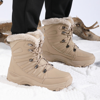 Bottes de neige montantes pour hommes en cuir véritable, à lacets, respirantes, chaudes, doublées de coton, isolées, antidérapantes et lumineuses