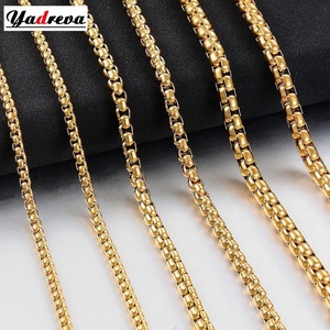 Collier en acier inoxydable, étanche, chaîne ronde couleur or, bijoux cadeau pour hommes et femmes, largeur 2mm-5mm - Product Image 1