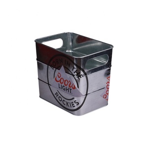 Caja <span class=keywords><strong>de</strong></span> Metal Rectangular para Hielo, Cubeta <span class=keywords><strong>de</strong></span> Metal para Cerveza, Lata <span class=keywords><strong>Galvanizada</strong></span>, en Promoción - Product Image 2