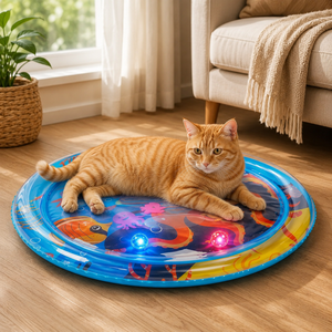 Durable Thick Cat Sensory Water Splash <b>Mat</b> Ocean Breeze Design Indoor <b>Cooling</b> Water Play Bed Toy <b>for</b> Household Cats - Product Image 2