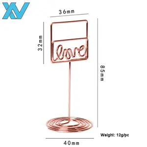 طلاء المعادن الإبداعية الحب شكل حامل بطاقة صور مذكرة كليب الأسلاك المعدنية الزفاف حامل الطاولات (الذهب/ارتفع الذهب) - Product Image 6