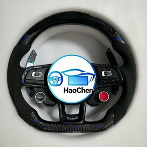 Volant en carbone avec logo brodé personnalisé, surface en daim, design en forme de D, branchement direct pour VW <span class=keywords><strong>Taigo</strong></span> T-Cross Caddy - Product Image 2