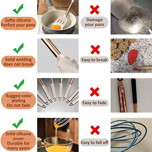 Juego de utensilios de cocina de silicona con mango de cobre, 24 piezas, utensilios de cocina antiadherentes y resistentes al calor - Product Image 4