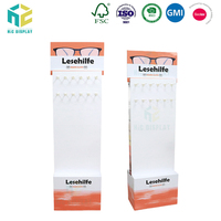 Présentoir de sol en carton personnalisé avec logo pour magasin de détail, avec crochets de suspension pour panneau perforé