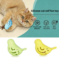 Jouet distributeur de friandises pour chat en silicone en forme d'oiseau, approuvé par la FDA, pour la libération des croquettes