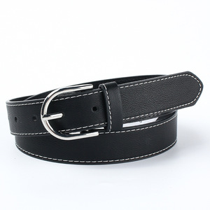 Ceinture fine en cuir pour femme, en cuir de vache, boucle simple, style professionnel, blanc laiteux, marron, noir, fermoir doré - Product Image 4