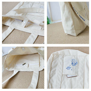 Sac fourre-tout en toile lourde en vente en gros, sac à bandoulière en toile vierge, sac en coton biologique noir recyclé avec design - Product Image 2