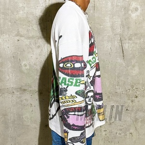 Clothing Manufacturers Custom Thermal Print Oversized Long Sleeve T-<b>shirt</b> for Men Pattern Print <b>Waffle</b> Knit Long Sleeve - Product Image 3