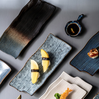 Assiette de service longue en céramique émaillée colorée NEWELL, style vintage, pour sushis, desserts et repas festifs à la maison ou au restaurant