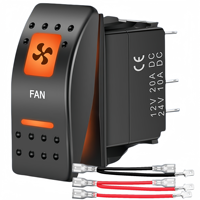Interrupteur à bascule pour ventilateur avec rétroéclairage LED orange 12V 24V 5 broches ON/OFF, interrupteur à bascule pour bateau, camping-car, VTT, UTV, camion