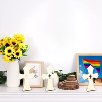 Ornements de croix d'Halloween en bois, pièces en bois pour décorations, croix rustique catholique sur pied, décoration intérieure