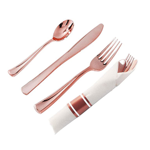 Cán Bạc dùng một lần thiết lập dao kéo <span class=keywords><strong>Fancy</strong></span> khăn ăn bao gồm dĩa dao thìa cho Đảng cưới bọc trong nhựa bạc - Product Image 4