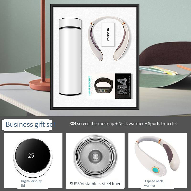 Thermos cup + neck warmer + electronic bracelet