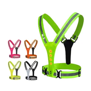 Diskon besar grosir rompi keselamatan reflektif LED isi ulang USB rompi roda gigi lari reflektif keselamatan visibilitas tinggi - Product Image 1