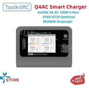 ToolkitRC Q4AC 4x50W 5A AC 100W 4 ports DC <span class=keywords><strong>chargeur</strong></span> XT60/XT30 métal plusieurs langues pour batterie <span class=keywords><strong>Lipo</strong></span> 1-4S - Product Image 2