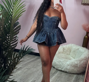 Mode Unique Streetwear printemps été <span class=keywords><strong>Vintage</strong></span> Sexy sans manches Boob Tube Corset Denim Jeans vêtements hauts femmes gilet - Product Image 1