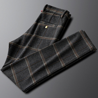 Pantalon à carreaux de luxe léger pour homme, coupe droite, décontracté, tendance, de marque, pour l'automne et l'hiver