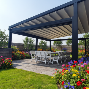 Pérgola Bioclimática <span class=keywords><strong>de</strong></span> PVC Resistente al Viento, Hecha a Medida <span class=keywords><strong>de</strong></span> Alta Calidad, Sweet Home |   Construcción robusta y montaje rápido para el patio trasero - Product Image 1
