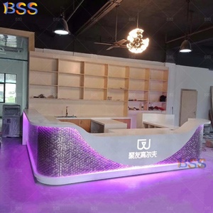 Mostrador de <span class=keywords><strong>Bar</strong></span> azul en forma de U moderno contemporáneo personalizado mosaico de lujo bebida comercial Wine Club Cafe restaurante <span class=keywords><strong>Bar</strong></span> mostrador - Product Image 4