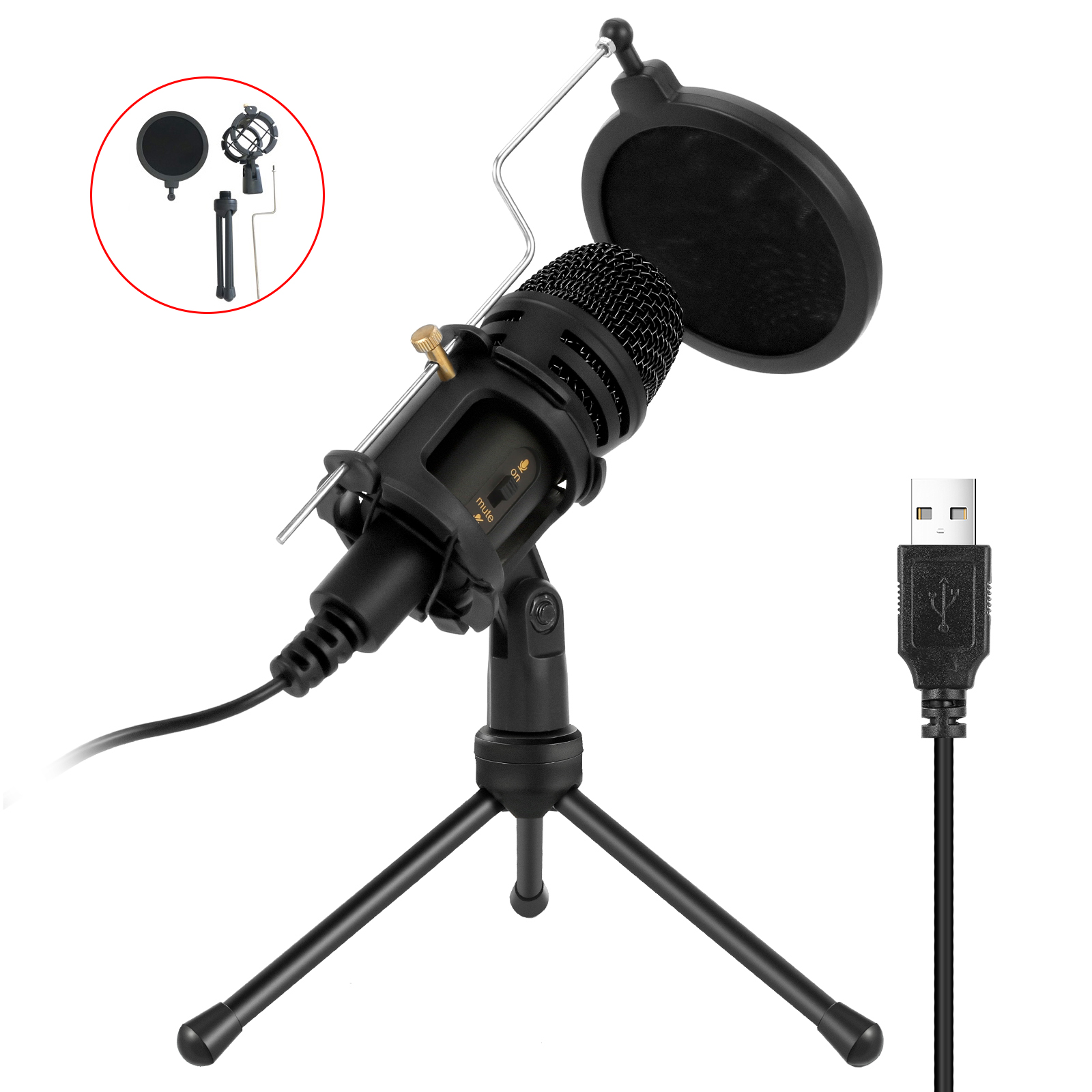 Профессиональный конденсаторный Usb-микрофон для студийной записи