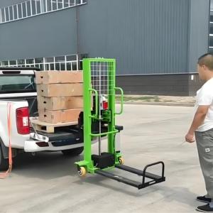 Camión eléctrico pequeño con control remoto, carretilla elevadora hidráulica portátil con batería, apilador de paletas Manual, carretilla elevadora eléctrica