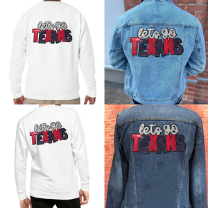 Toppa Personalizzata con Paillettes 'Let's Go Texans', Distintivo Ricamato con Lettere Glitterate, Applicazione Grande Termoadesiva per Tifosi di Football di Houston - Product Image 5