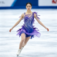Costume de patinage artistique à plumes dégradées violettes, sans manches, dos creux, strass, en spandex/nylon, pour enfants, pour performance