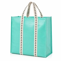 Sac de courses en PP tissé écologique personnalisé 120gsm-140gsm avec fermeture éclair et logo réutilisable pour supermarché