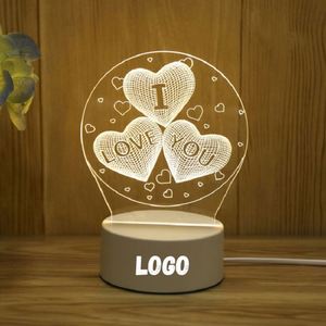 Lampada 3D Personalizzata a Forma di Cuore, Luce Notturna LED in Acrilico, Lampada da Tavolo Decorativa, Regalo di San Valentino per la <span class=keywords><strong>Moglie</strong></span> - Product Image 1