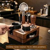 Station de tassage à expresso tout-en-un en noyer, support en bois massif pour tamper à café, ensemble d'accessoires pour barista