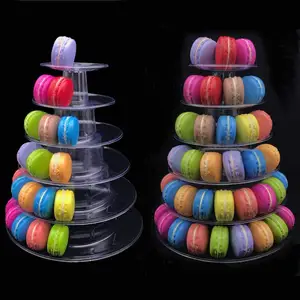 6层亚克力马卡龙塔展示架透明圆形托盘展示架塑料蛋糕甜点架圣诞婚礼