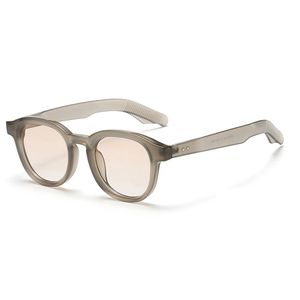 Lunettes <span class=keywords><strong>de</strong></span> soleil rondes rétro unisexes ADE WU STY19328H UV400, nouvelle collection 2026, avec rivets et logo personnalisé, verres champagne vintage, teinte grise - Product Image 1