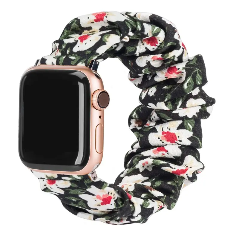 Bracelet chouchou élastique en tissu imprimé pour montre Apple, adapté aux montres à la mode, nouvelle collection