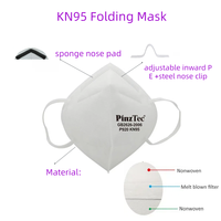 Masque respiratoire jetable 3D pliable GB2626 KN95 3 plis non tissé anti-poussière XPRO/ODM P920 avec pince-nez réglable