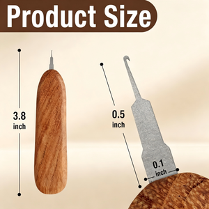 Enfile-aiguille en bois fait main pour la couture à la main - Manche en bois dur <span class=keywords><strong>avec</strong></span> <span class=keywords><strong>crochet</strong></span> en acier inoxydable (1 cm d'extension) pour un enfilage facile - Product Image 2