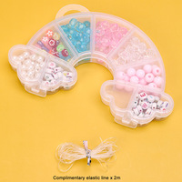 Kit de perles acryliques pour enfants, boîte en forme d'animal avec breloques alphabet, cordon pour la création de bijoux DIY pour filles