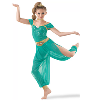 Costumes de danse pour filles, tenues de spectacle à manches courtes pour enfants, vêtements de scène pour enfants, costumes arabes