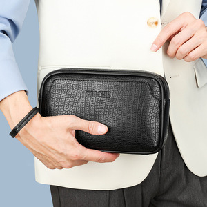 Grande capacidade dos homens novos Casual Soft Pu bolsa de couro senha bloqueio anti-roubo na moda pedra padrão embreagem - Product Image 4