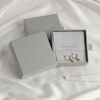 Boîte à bijoux en papier personnalisée de luxe PandaSew avec logo imprimé et pochette à bijoux en microfibre