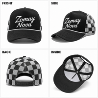 Casquette Trucker 5 Panneaux avec Maille à Carreaux et Corde Blanche, Fabrication BSCI pour Grossistes, Style Rétro, Service OEM, Faible MOQ