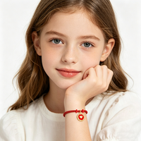 Bracelet en corde tressée rouge vintage avec breloque cœur doré et sceau de cire, cordon porte-bonheur réglable pour adolescents, bijoux de mode