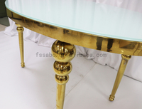 Ensemble de table et de chaises de banquet de mariage en verre transparent rond en acier inoxydable de luxe pour hôtel et événements