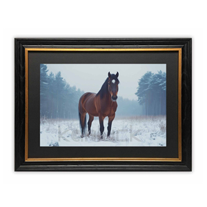 Impression sur toile moderne de cheval <span class=keywords><strong>solitaire</strong></span> suspendu en hiver, présence majestueuse, champs enneigés, décoration murale, 40x50cm, plusieurs couleurs - Product Image 4