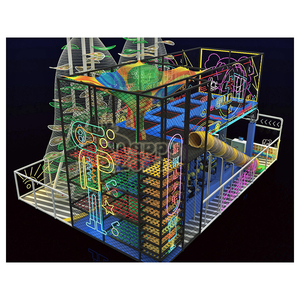 Parque de Aventuras Personalizado, Circuito Ninja, <span class=keywords><strong>Arena</strong></span> Interactiva, Equipo de Juegos Interior, Trampolín, Red de Arcoíris, Tobogán, Laberinto de Plástico - Product Image 1