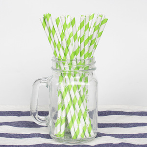 Joinhot Striped Paper Straws Lime Green Disposable Biodegradable Party Cocktail Straws - Product Image 3