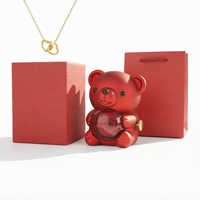 Wholesale Modern Rotatable Preserved Rose Teddy Bear Acrylic Gift Box Eternal Roses Jewelry Storage for Valentine's Day