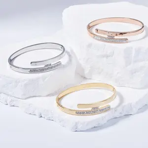 Italian charm bracelet tennis bracelet for women stainless steel fashion jewelry bangle 18K gold plated