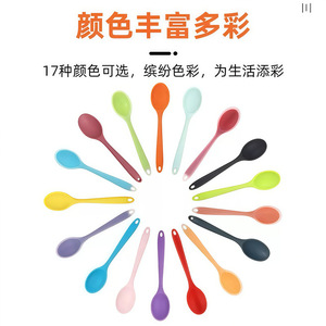 Cuillères en silicone de couleur bonbon, petite taille, résistantes à la chaleur, ustensiles de cuisine pour enfants et adultes, design à corps droit de couleur unie - Product Image 4
